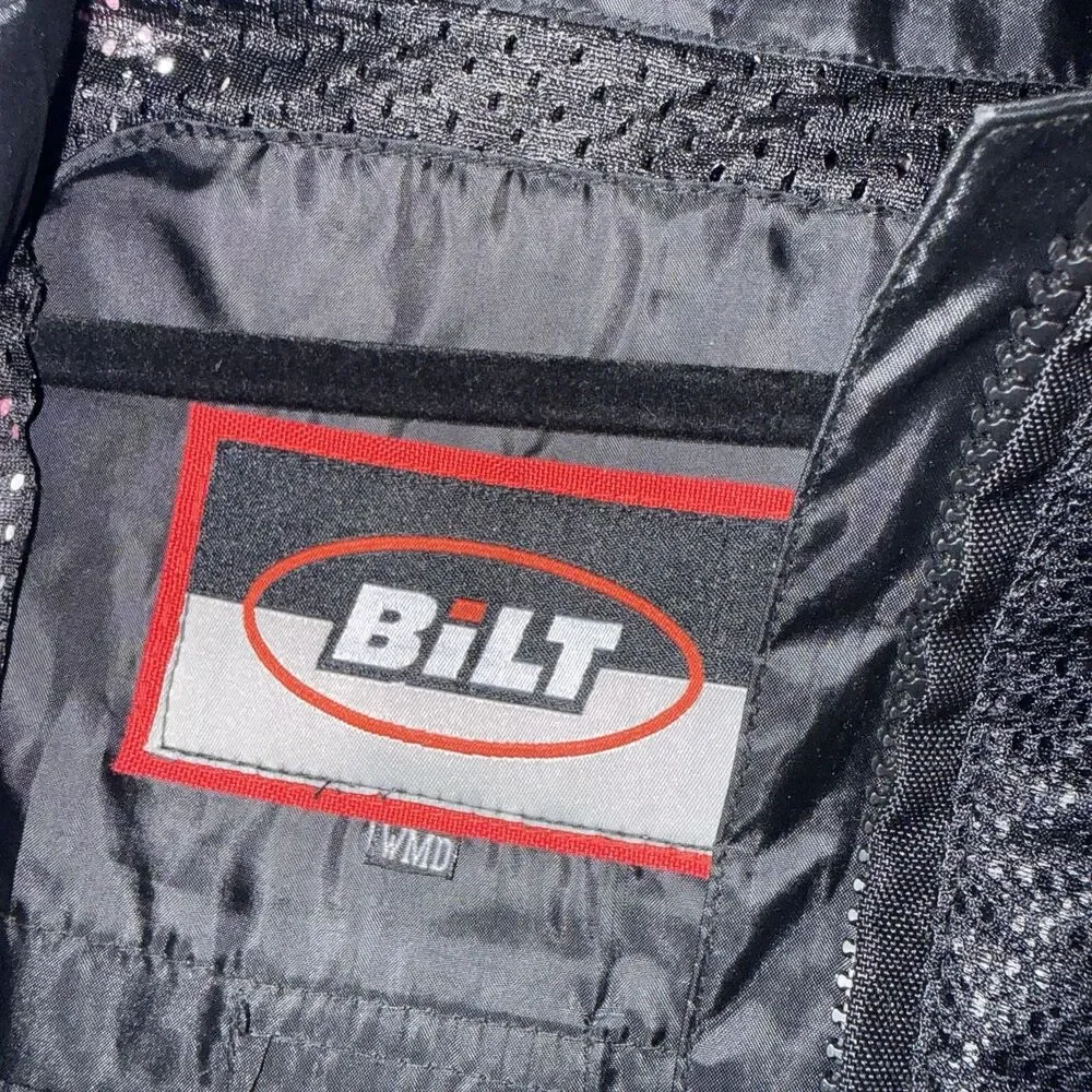 BILT Motorcycle Jacket Women's Medium Black Pink Full Zip Padded Pockets